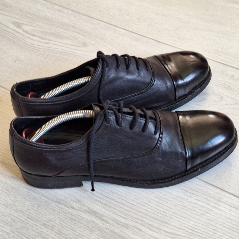 All Saints Black Leather Cap Toe Oxford Shoes 41 - Picture 4 of 13